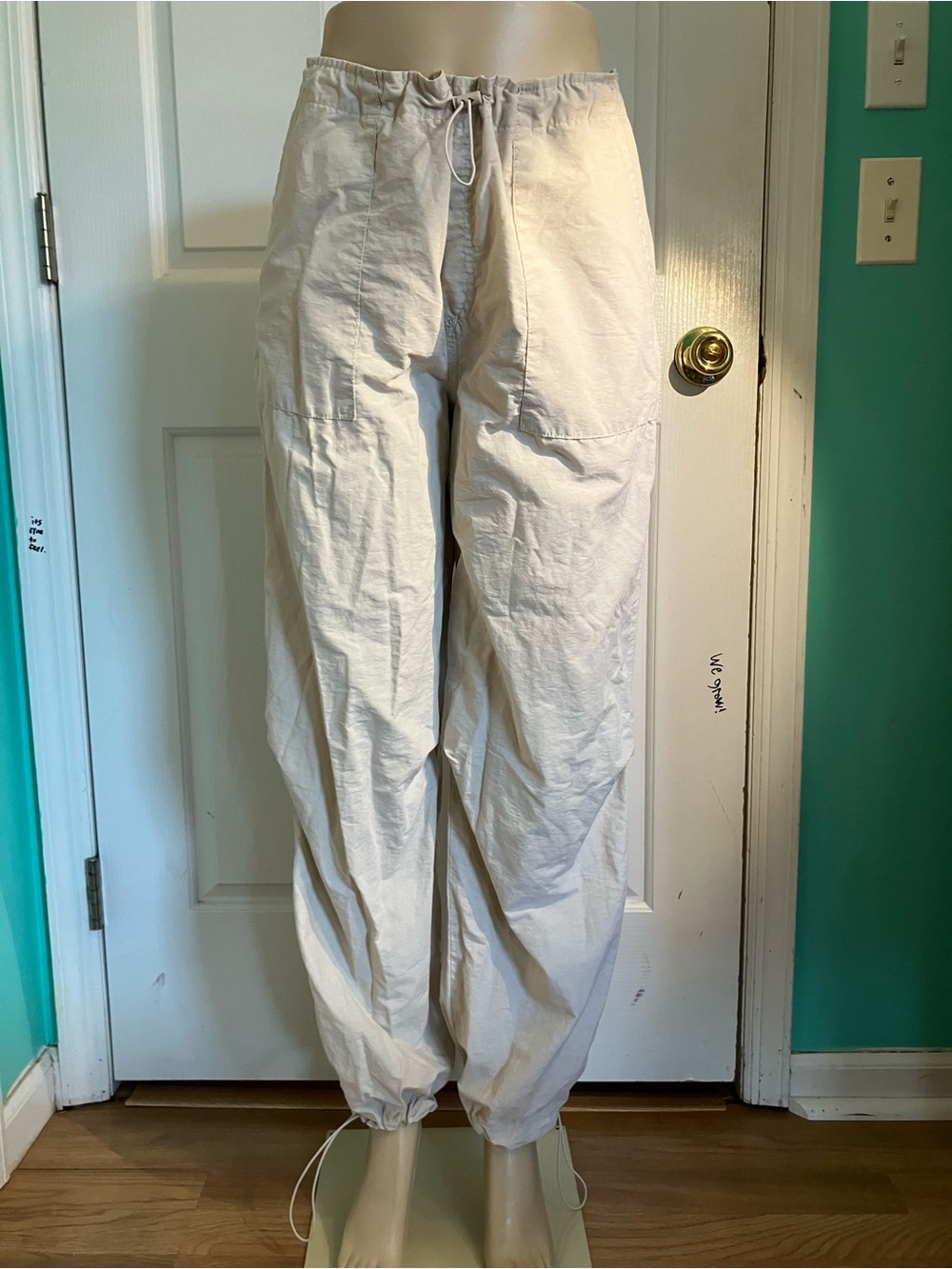 Aeropostale Light Beige Drawstring Parachute Pants